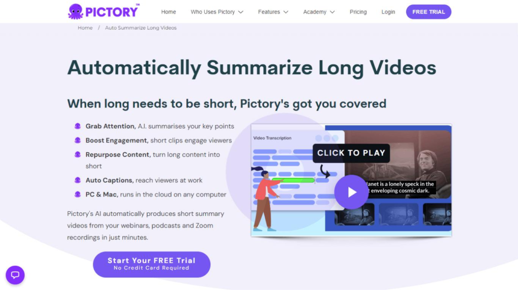 Pictory Video AI Tools -home page and setup deties 
