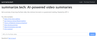 Summarize. tech (for YouTube video summaries)
