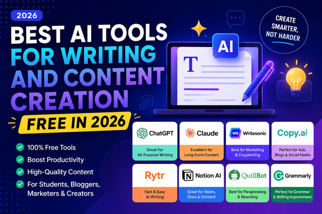 Best AI Tools for Writing and Content Creation free in 2026