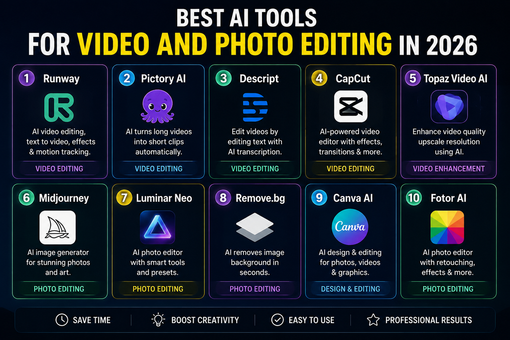Best AI Tools for Video and Photo Editing in 2026