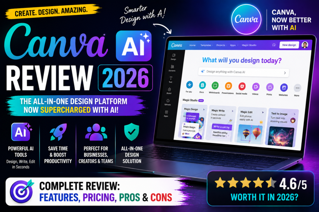 Canva AI Review 2026 – Features, Pros & Cons, Pricing