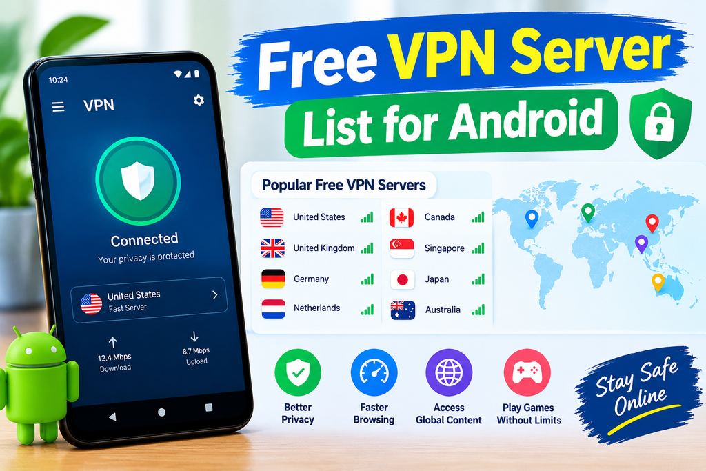 Best Free VPN Server List for Android in 2026